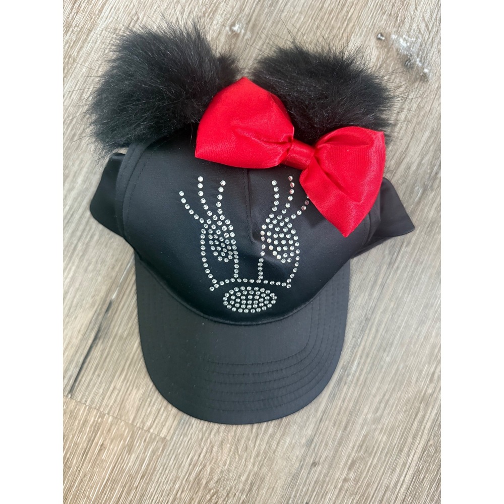 Disney Parks Girls Rhinestone Minnie Mouse Baseball Cap Youth 7-12 Bow RARE